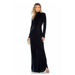 Nili Lotan Midnight Blue Velvet Long Sleeve Dress